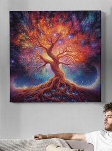 Obraz na plátně - Strom života napojen na vesmír FeelHappy.cz Velikost obrazu: 40 x 40 cm