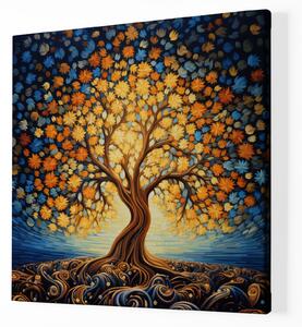 Obraz na plátně - Strom života s květy FeelHappy.cz Velikost obrazu: 40 x 40 cm
