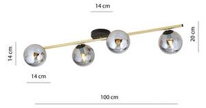 Stropní svítidlo SPLENDI 4 – černé, grafitové sklo, 4× E14, šířka 100 cm