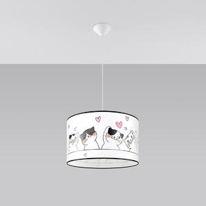 Dětské závěsné svítidlo Cat, 1x plastové stínítko se vzorem, (fi 40cm)