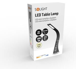 Solight LED stolní lampička s displayem, 6W, 4100K, kůže, černá WO46-B