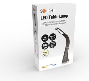Solight LED stolní lampička s displayem, 6W, 4100K, kůže, hnědá WO46-H