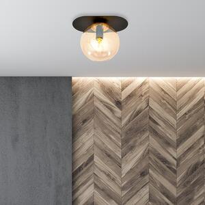 Stropní svítidlo PLAZA 1 – černé, jantarové sklo, 1× E14, šířka 20 cm
