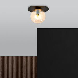 Stropní svítidlo PLAZA 1 – černé, jantarové sklo, 1× E14, šířka 20 cm