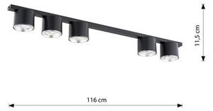 Stropní svítidlo NANO 5 – černé, 5× GU10 AR111, šířka 116 cm