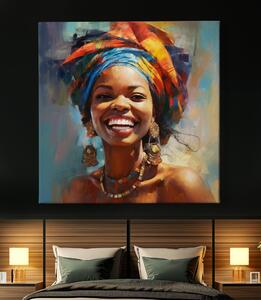 Obraz na plátně - Smějící se africká žena FeelHappy.cz Velikost obrazu: 40 x 40 cm
