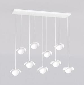 Závěsné svítidlo RITUAL 9 – celobílé, sklo, 9× G9, šířka 100 cm
