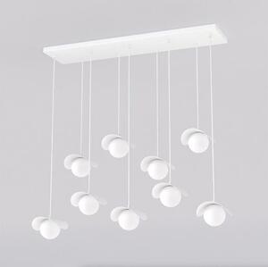 Závěsné svítidlo RITUAL 9 – celobílé, sklo, 9× G9, šířka 100 cm