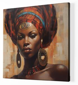 Obraz na plátně - Africká žena s turbanem FeelHappy.cz Velikost obrazu: 80 x 80 cm