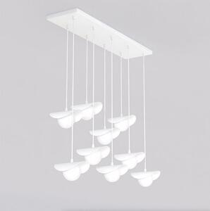 Závěsné svítidlo RITUAL 9 – celobílé, sklo, 9× G9, šířka 100 cm