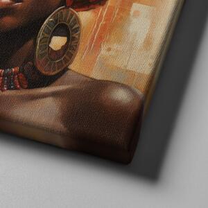 Obraz na plátně - Africká žena s turbanem FeelHappy.cz Velikost obrazu: 40 x 40 cm