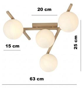 Stropní svítidlo SMART 4 – moka, opálové sklo, 4× E14, šířka 63 cm