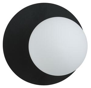 Nástěnné svítidlo OSLO K1 – černé, opálové sklo, 1× E14, šířka 20 cm