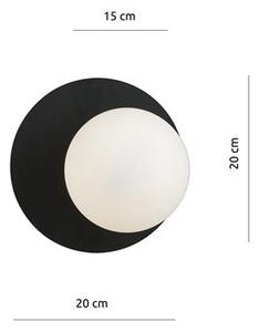 Nástěnné svítidlo OSLO K1 – černé, opálové sklo, 1× E14, šířka 20 cm