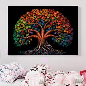 Obraz na plátně - Strom života s pestrobarevnými listy FeelHappy.cz Velikost obrazu: 210 x 140 cm