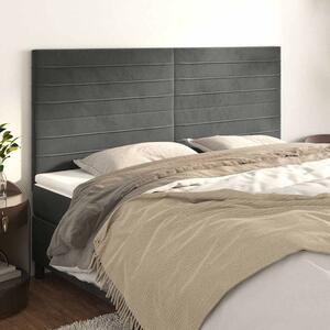 Čelo postele tmavě šedé 160x5x118/128 cm sametové 3116527