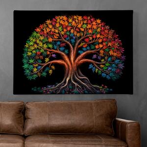 Obraz na plátně - Strom života s pestrobarevnými listy FeelHappy.cz Velikost obrazu: 150 x 100 cm