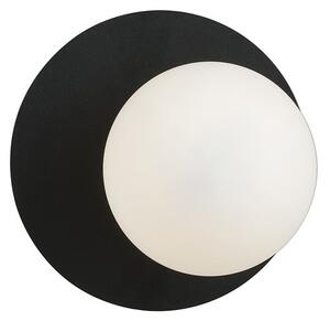 Nástěnné svítidlo OSLO K1 – černé, opálové sklo, 1× E14, šířka 20 cm