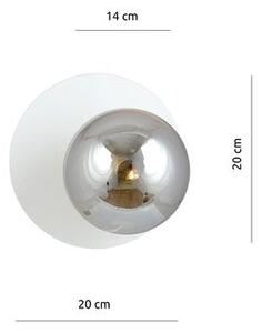 Nástěnné svítidlo OSLO K1 – bílé, grafitové sklo, 1× E14, šířka 20 cm
