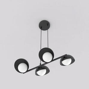 Závěsné svítidlo BOOM 4 – černé, bílé sklo, 4× G9, šířka 60 cm