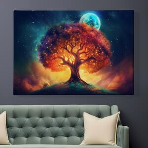 Obraz na plátně - Strom života s zářícím měsícem FeelHappy.cz Velikost obrazu: 120 x 80 cm
