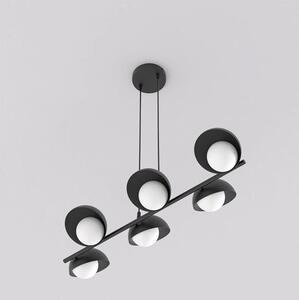 Závěsné svítidlo BOOM 6 – černé, bílé sklo, 6× G9, šířka 88 cm