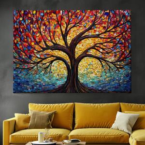 Obraz na plátně - Strom života Mozaika FeelHappy.cz Velikost obrazu: 210 x 140 cm