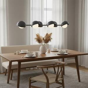 Závěsné svítidlo BOOM 6 – černé, bílé sklo, 6× G9, šířka 88 cm