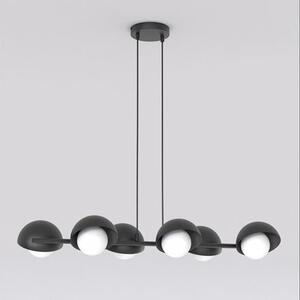 Závěsné svítidlo BOOM 6 – černé, bílé sklo, 6× G9, šířka 88 cm