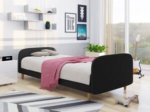 Jednolůžková čalouněná postel s čelem 90x200 PELLO 3 - černá