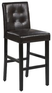 Sada 2 barových židlí z umělé kůže hnědé MADISON