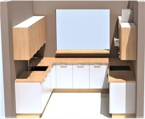 Kuchyně EBS Next, tvar U 2,6 x 2,52 m, bílá/arlington 1 set