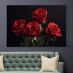 FeelHappy Obraz na plátně - Červené růže na černém pozadí Velikost obrazu: 40 x 30 cm