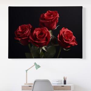 Obraz na plátně - Červené růže na černém pozadí FeelHappy.cz Velikost obrazu: 150 x 100 cm