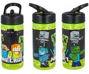 Sportovní láhev na pití Minecraft s brčkem a nekapajícím (anti-drip) uzávěrem - objem 410 ml