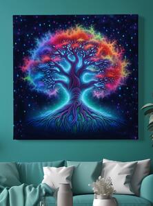 Obraz na plátně - Strom života neon universe FeelHappy.cz Velikost obrazu: 40 x 40 cm