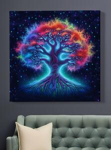 Obraz na plátně - Strom života neon universe FeelHappy.cz Velikost obrazu: 40 x 40 cm