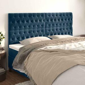 Čelo postele tmavě modré 200x7x118/128 cm sametové 3116738