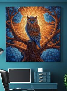 Obraz na plátně - Strom života s moudrou sovou FeelHappy.cz Velikost obrazu: 40 x 40 cm