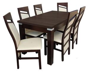 Jídelní set stůl a židle MOVILE 44 - ořech / béžová ekokůže