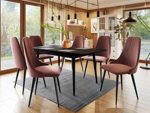 Rozkládací jídelní stůl se židlemi OLMIO 2 - černý / růžový