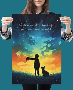 Plakát - Stáváš se navždy zodpovědným. Malý princ (Siluety) FeelHappy.cz Velikost plakátu: A3 (29,7 × 42 cm)
