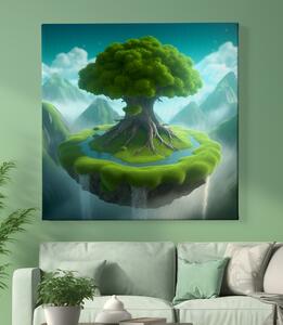Obraz na plátně - Levitující Strom života na ostrově FeelHappy.cz Velikost obrazu: 40 x 40 cm