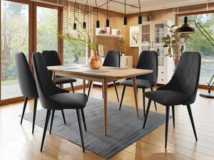 Rozkládací jídelní stůl se židlemi OLMIO 2 - přírodní dřevo / černý