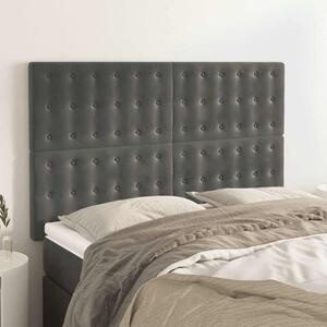 Čelo postele tmavě šedé 144x5x118/128 cm sametové 3116815