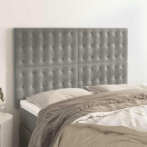 Čelo postele světle šedé 144x5x118/128 cm sametové 3116814