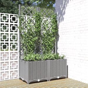 Zahradní truhlík s treláží světle šedý 80 x 40 x 136 cm PP 153272