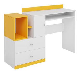Počítačový stolek do dětského pokoje HARKA - bílý / žlutý