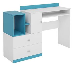 Počítačový stolek do dětského pokoje HARKA - bílý / modrý