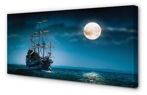 Obrazy na plátně Sea city měsíc loď 100x50 cm